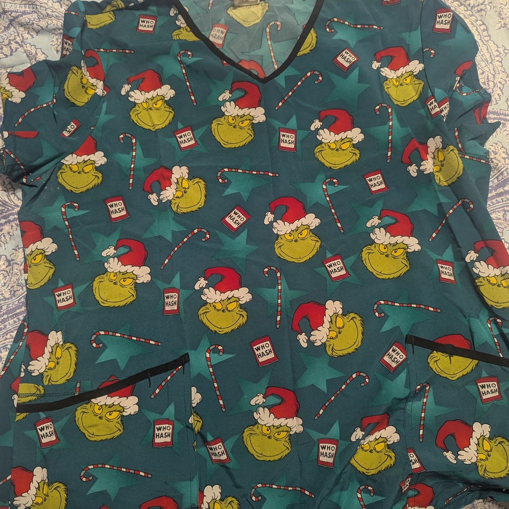 Dr. Seuss Grinch Kids Pajama Top - Teal and Red